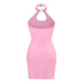 Vampy Collared Bodycon Mini Dress Pink