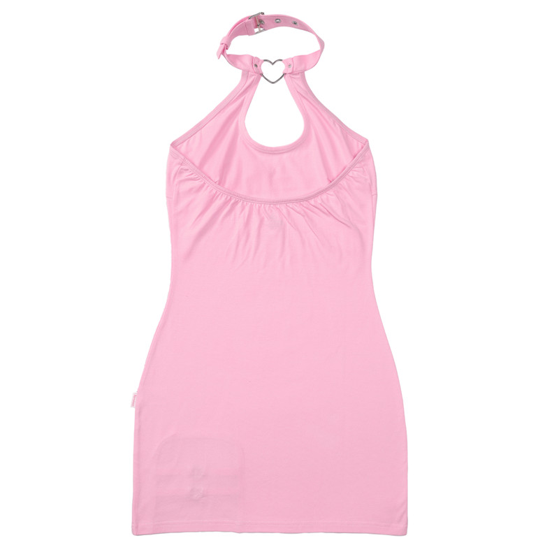 Vampy Collared Bodycon Mini Dress Pink