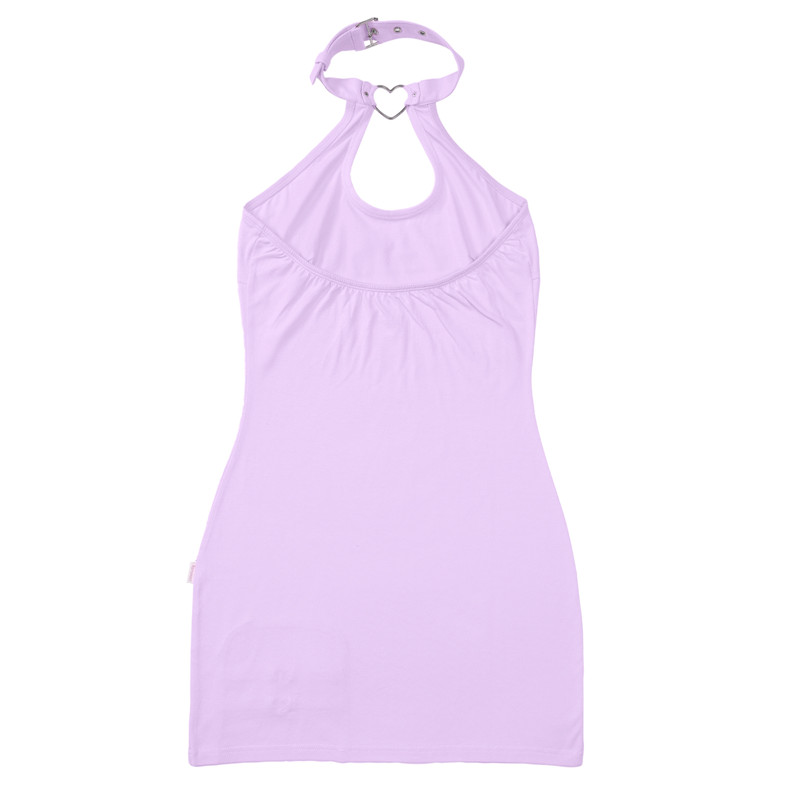 Vampy Collared Bodycon Mini Dress Purple