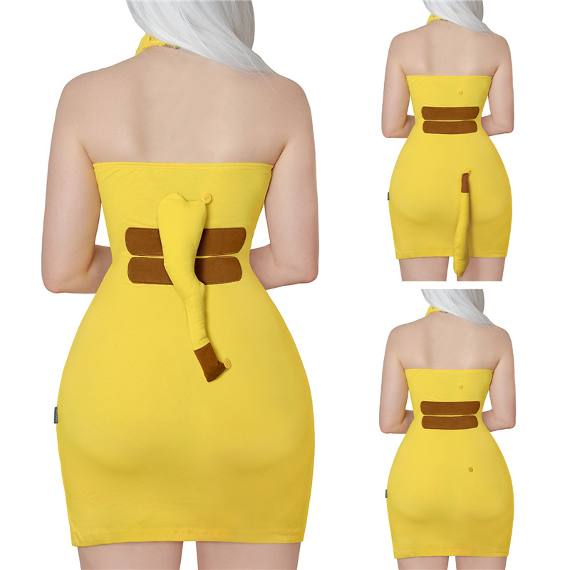 I Choose You Overall Vampy Collared Bodycon Mini Dress with Detachable Tail