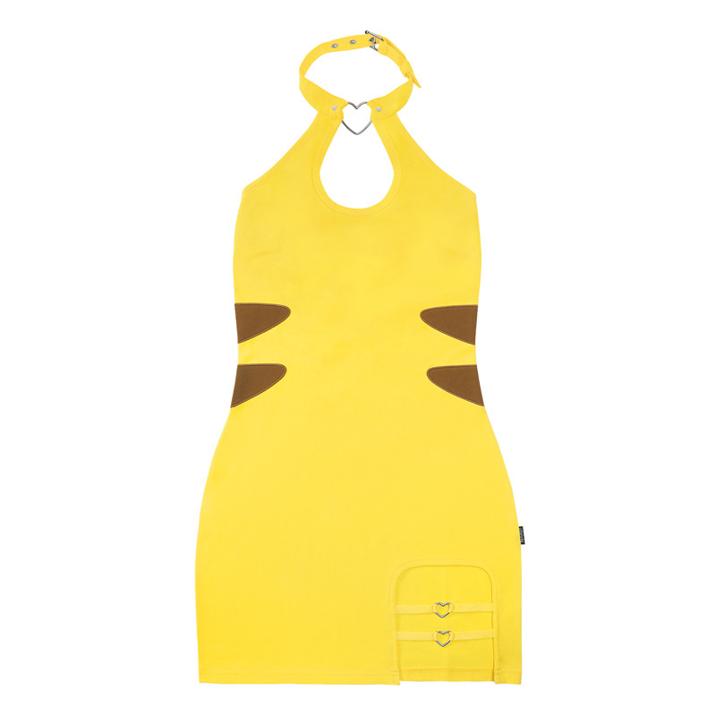 I Choose You Overall Vampy Collared Bodycon Mini Dress with Detachable Tail