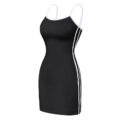 Sporty Side Striped Bodycon Dress Black