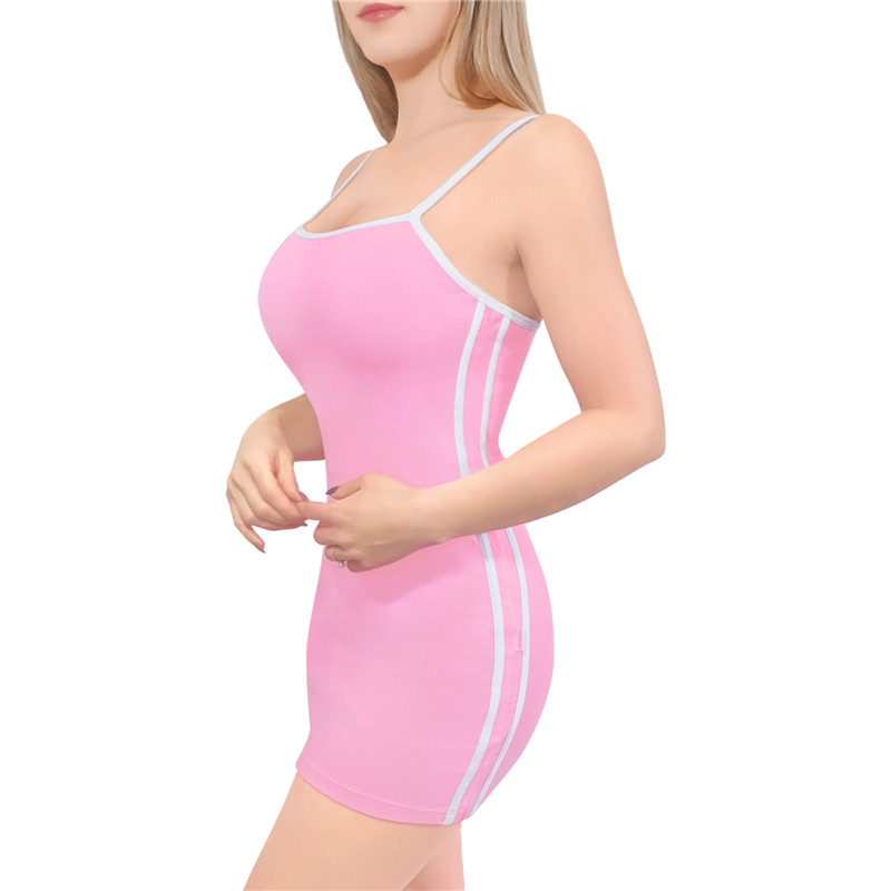 Sporty Side Striped Bodycon Dress Pink