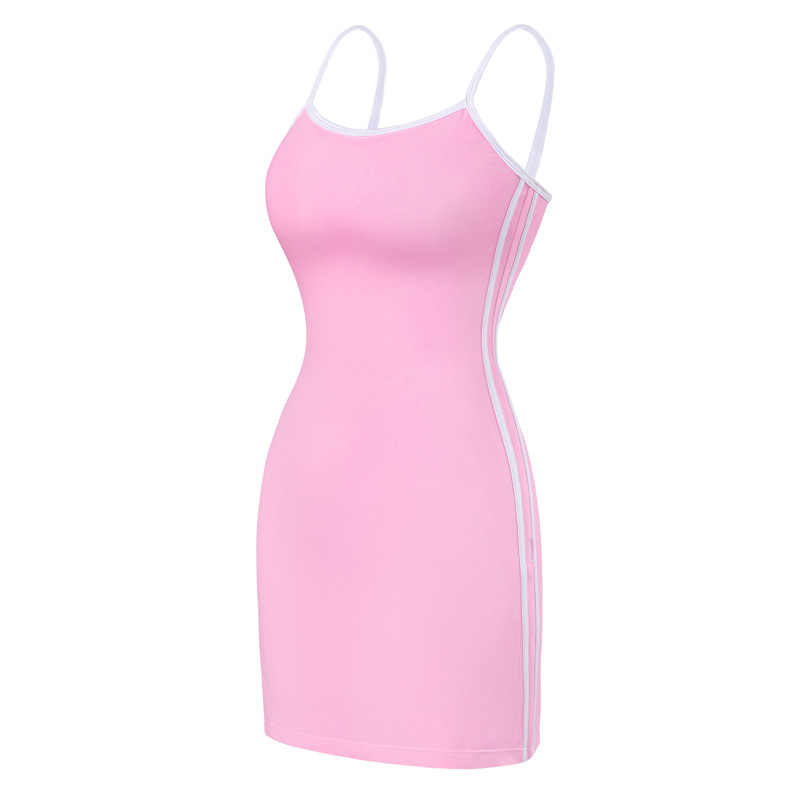 Sporty Side Striped Bodycon Dress Pink