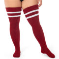 Plus Size Cable Knitted Striped Thigh High Socks