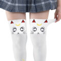 Luna Moon Cat Print Thigh High Stockings