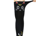 Luna Moon Cat Print Thigh High Stockings