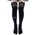Luna Moon Cat Print Thigh High Stockings