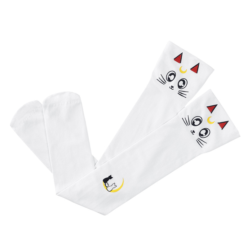 Luna Moon Cat Print Thigh High Stockings