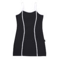 Retro Patch Adjustable Striped Bodycon Mini Dress Black