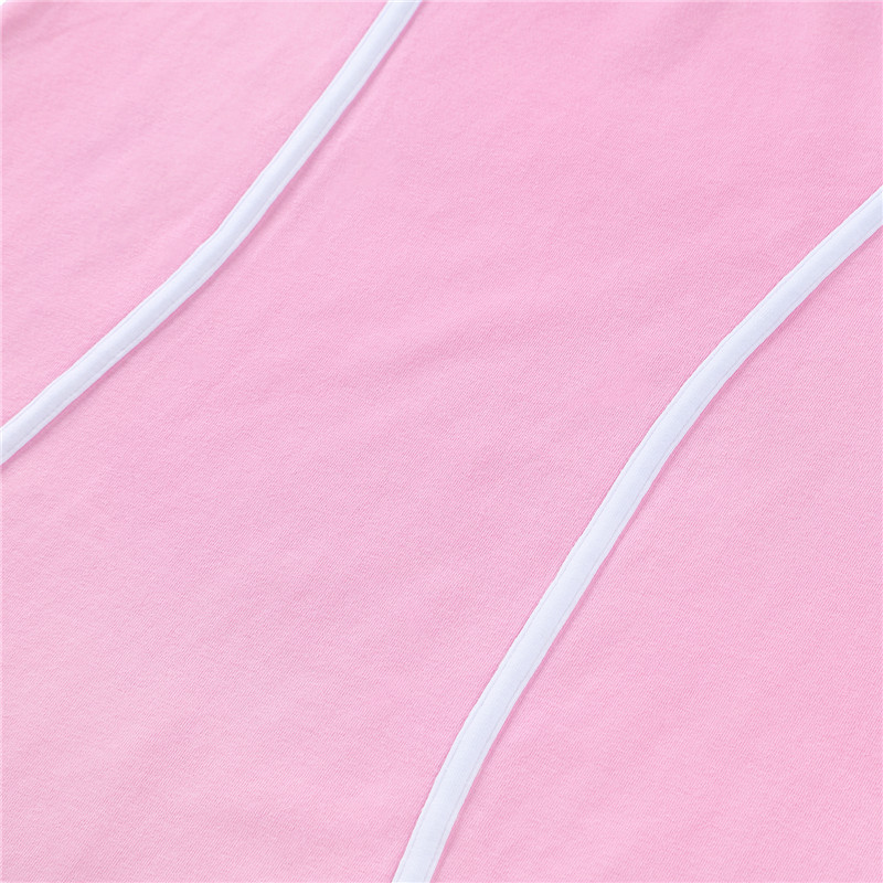 Retro Patch Adjustable Striped Bodycon Mini Dress Pink