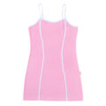 Retro Patch Adjustable Striped Bodycon Mini Dress Pink