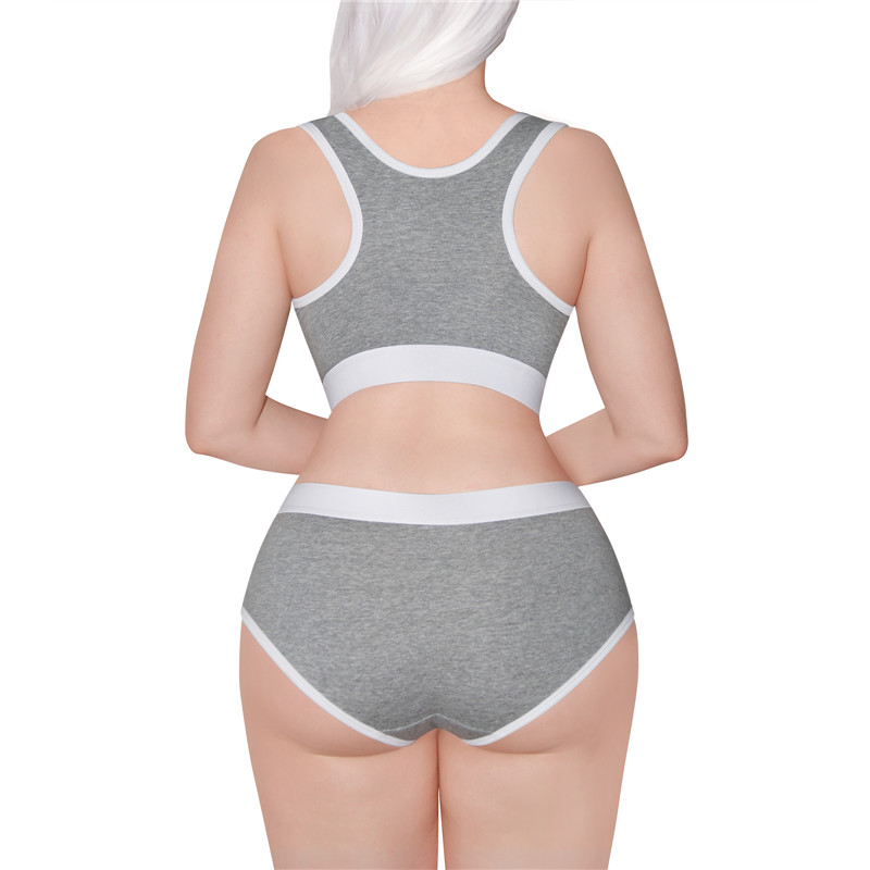 Let&apos;s Play GamerGirl Cosplay Bralette 2 Piece Sportsbra Boyshort Loungewear Set Grey