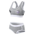 Let&apos;s Play GamerGirl Cosplay Bralette 2 Piece Sportsbra Boyshort Loungewear Set Grey