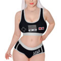 Let&apos;s Play GamerGirl Cosplay Bralette 2 Piece Sportsbra Boyshort Loungewear Set Black