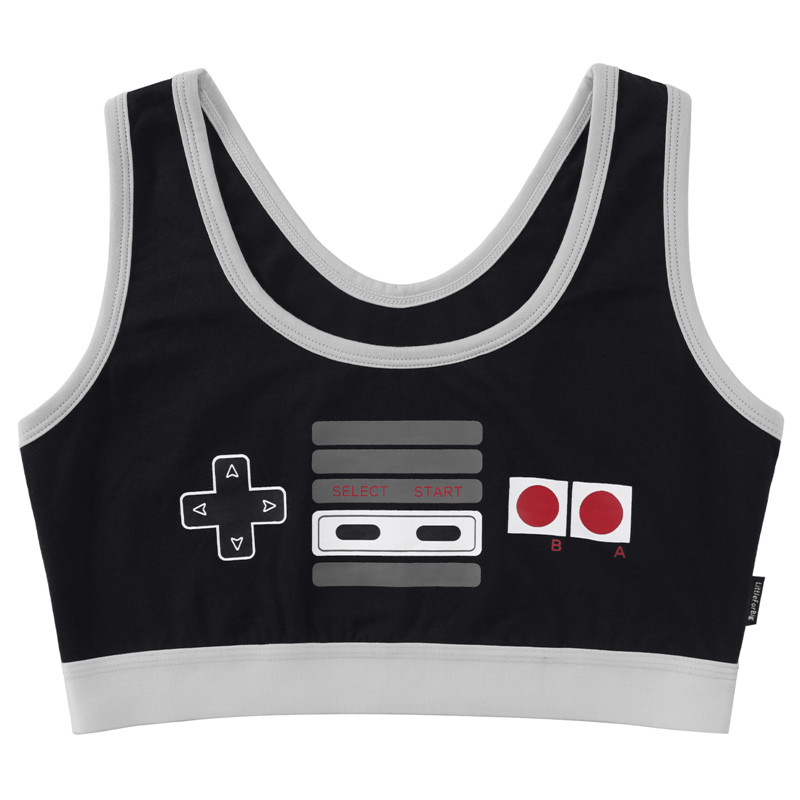 Let&apos;s Play GamerGirl Cosplay Bralette 2 Piece Sportsbra Boyshort Loungewear Set Black