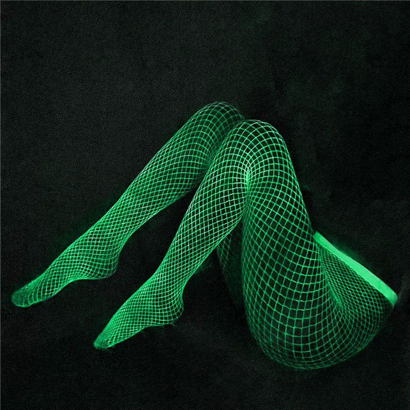 High Waist Night-Glow Fishnet Mesh Tights 2 Pairs Stockings – Small Grid Patterns