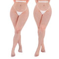 High Waist Night-Glow Fishnet Mesh Tights 2 Pairs Stockings – Large Grid Patterns