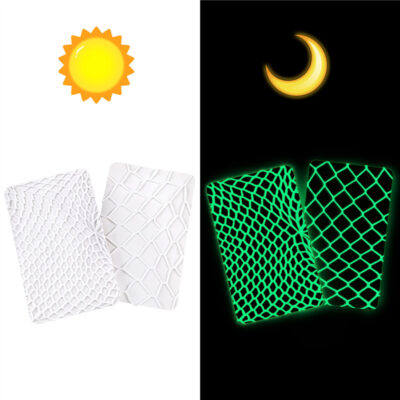 High Waist Night-Glow Fishnet Mesh Tights 2 Pairs Stockings - Large Grid Patterns