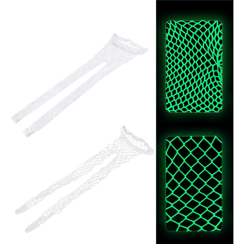 High Waist Night-Glow Fishnet Mesh Tights 2 Pairs Stockings – Large Grid Patterns