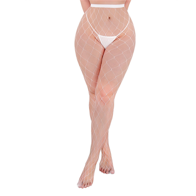 High Waist Night-Glow Fishnet Mesh Tights 2 Pairs Stockings – Large Grid Patterns