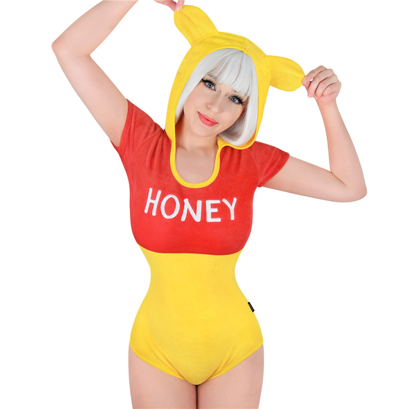Honey Bear Plush Onesie Bodysuit