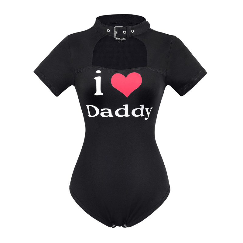 Collared Black I Love Daddy Onesie