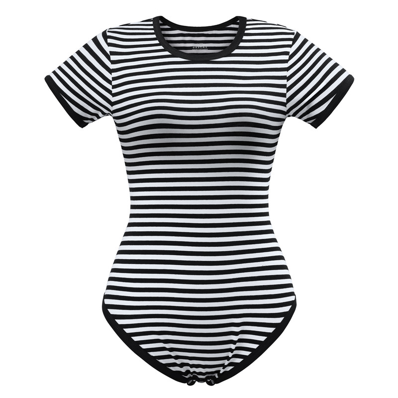 Essential Striped Adult Onesie Black