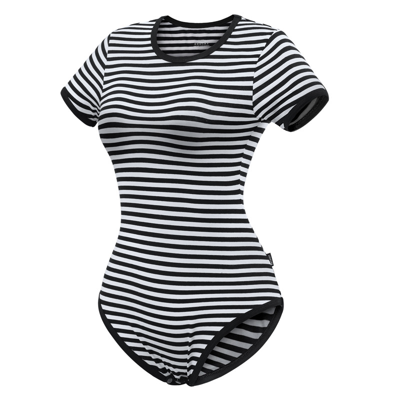 Essential Striped Adult Onesie Black