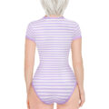 Essential Striped Adult Onesie Purple