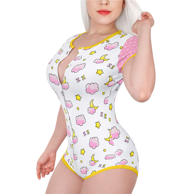 Baby Sleepytime Front Button Onesie Pink