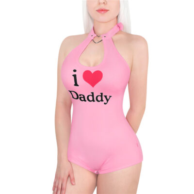 Heartbreaker Collared Onesie-I Love Daddy Pattern