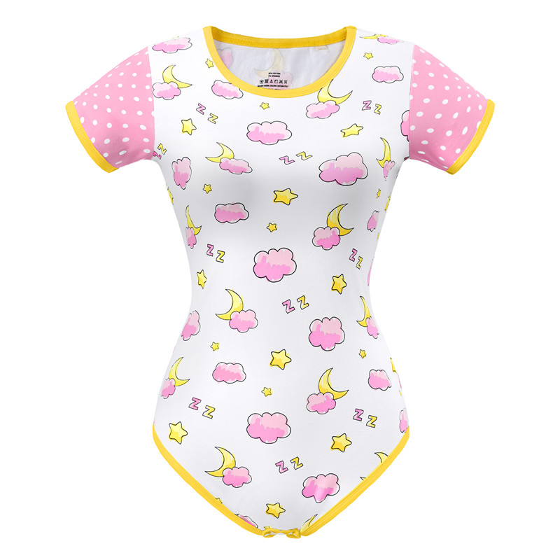 Crew Neck Baby Sleepytime Onesie Pink