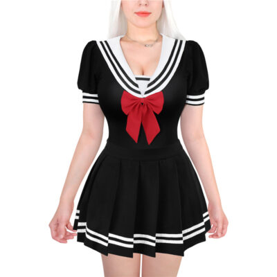 Low Cut Magical Girls Onesie Skirt Set Black
