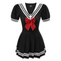 Low Cut Magical Girls Onesie Skirt Set Black