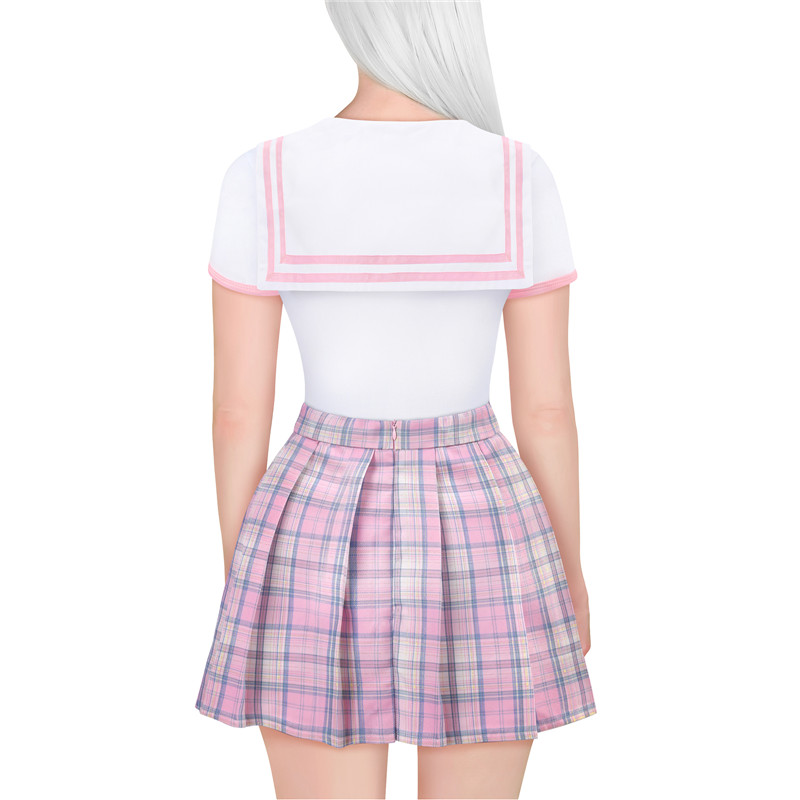 Magical Girl Pastel Plaid Onesie Skirt Set Pink