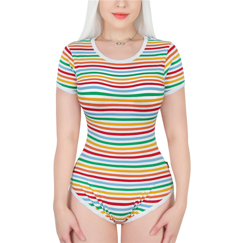 Essential Striped Adult Onesie Rainbow