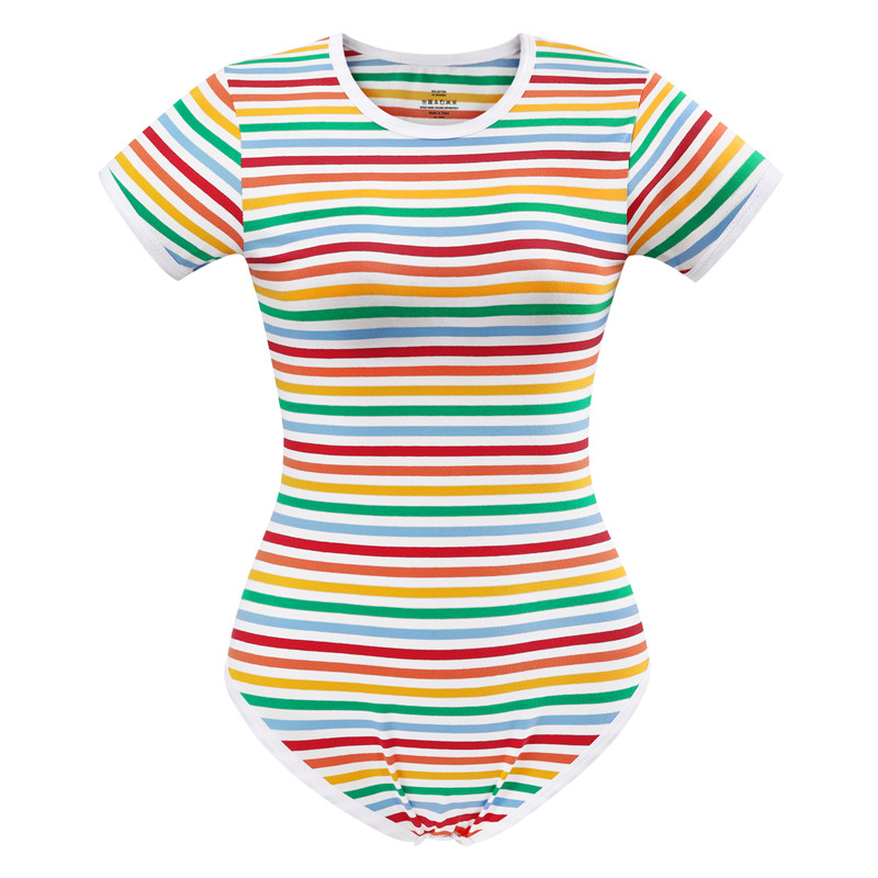 Essential Striped Adult Onesie Rainbow