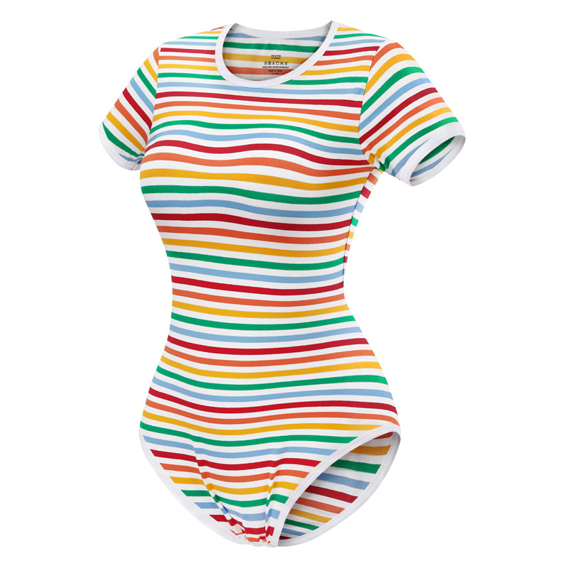 Essential Striped Adult Onesie Rainbow