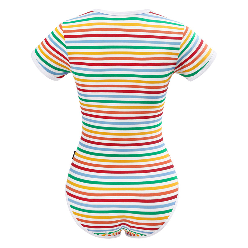 Essential Striped Adult Onesie Rainbow