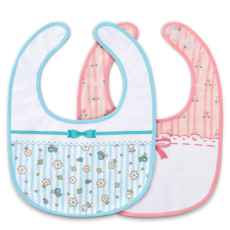 Pink and Blue Floral Babydoll Bib Set