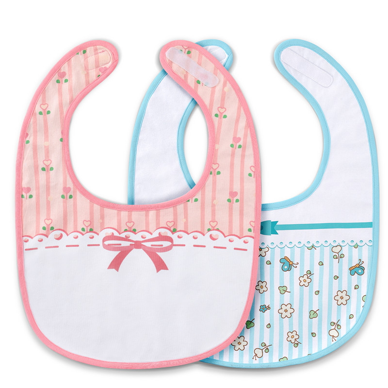 Pink and Blue Floral Babydoll Bib Set