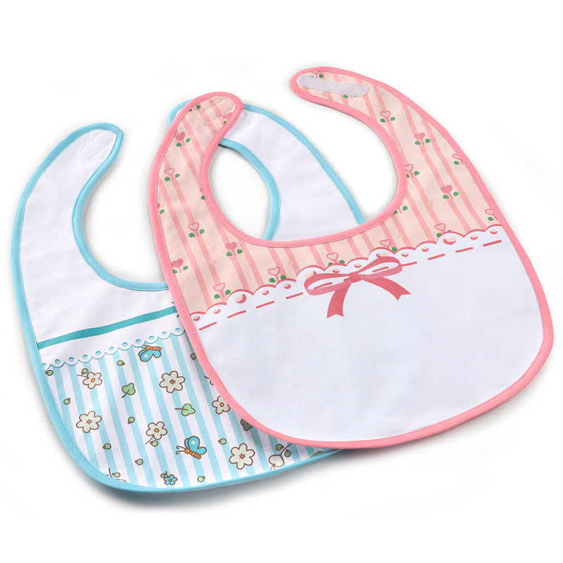 Pink and Blue Floral Babydoll Bib Set