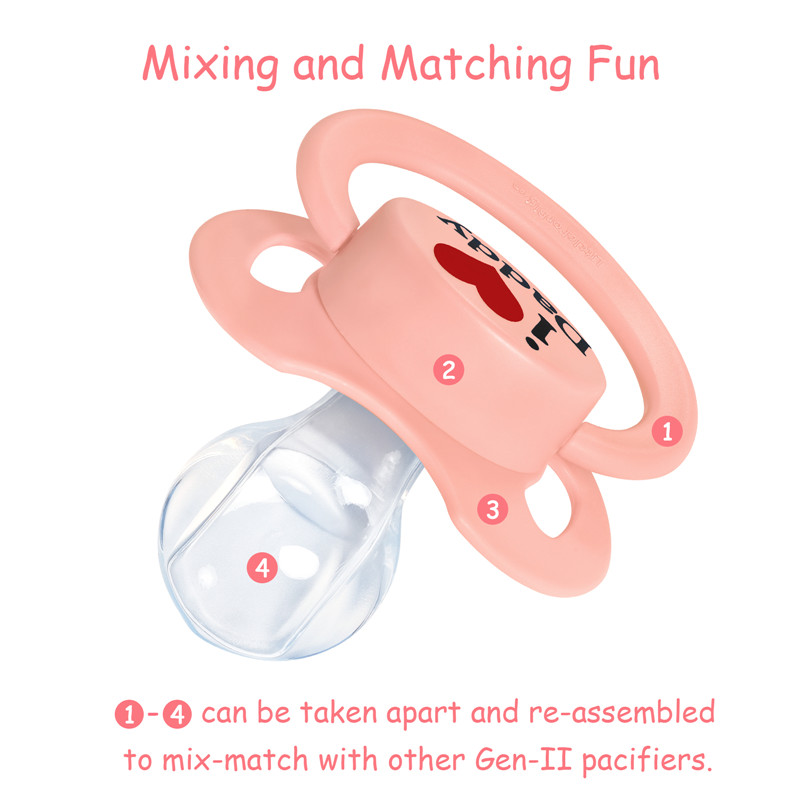 Gen2 BigShield Pacifier I Love Daddy Pattern Pink