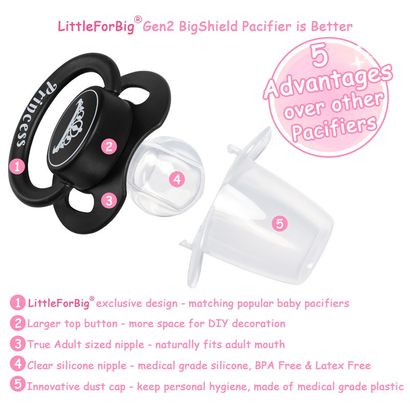 Gen2 BigShield Pacifier "Princess" Crown Black