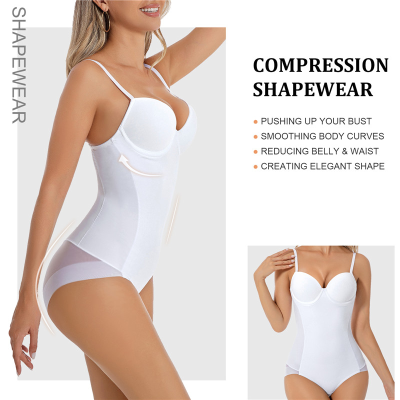White Tummy Control Shapewear Bodysuit