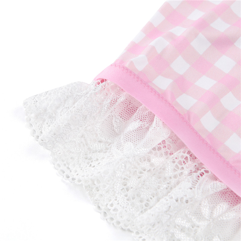 Gingham Lolita Bralette Set Pink