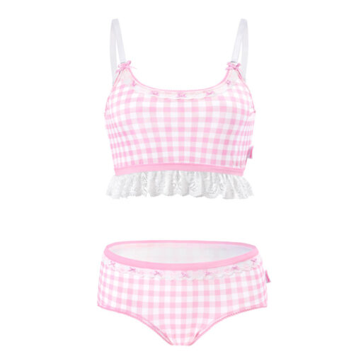 Gingham Lolita Bralette Set Pink