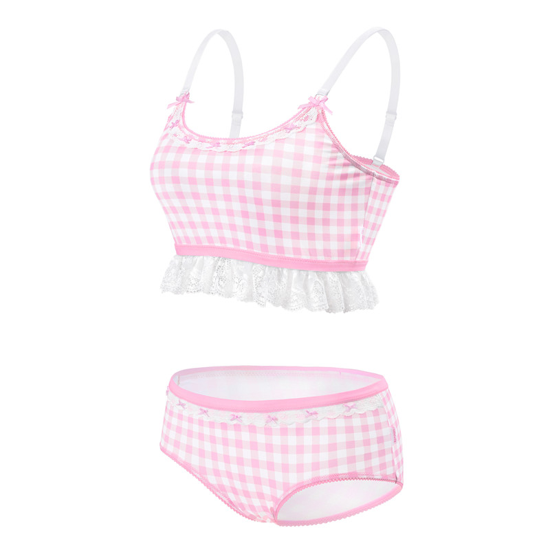 Gingham Lolita Bralette Set Pink