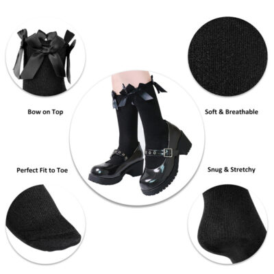 Satin Bows Shiny Sparkly Glitter Socks 3 Pairs